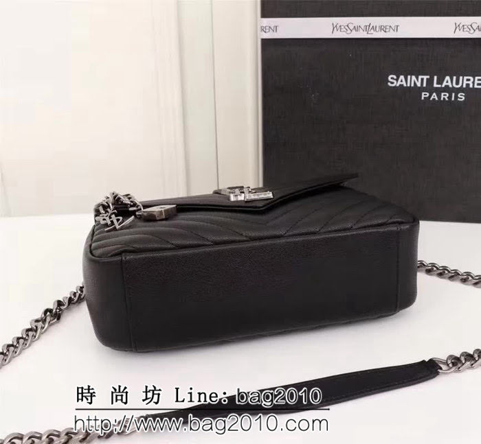 YSL聖羅蘭 專櫃最新版 手工繡V線 山羊紋鏈條包 可手提斜挎 F26611 YAS1109